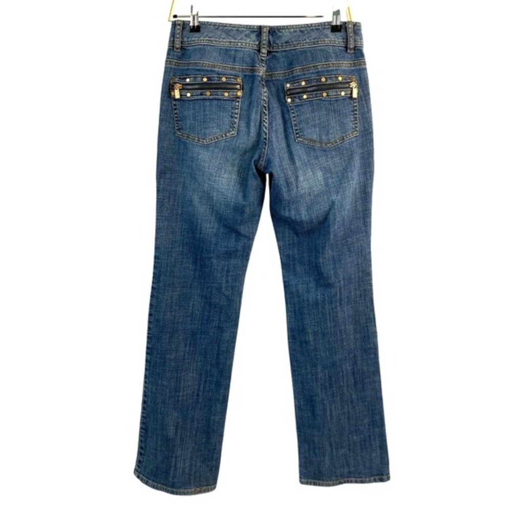 Michael Kors Y2K Studded Jeans Women 6 Blue Straight Leg Bikercore Medium Wash
